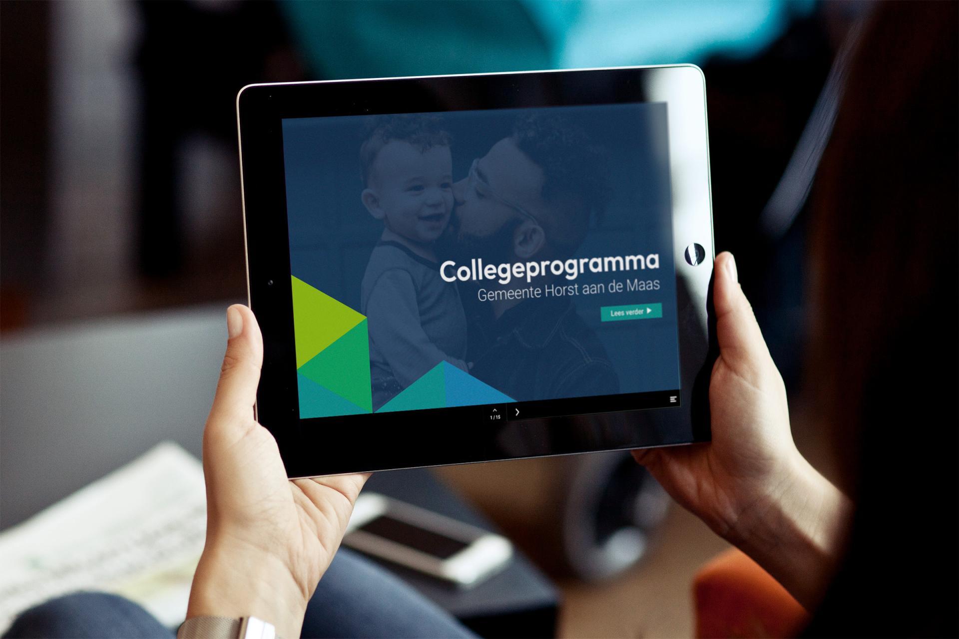 Visual collegeprogramma gemeente Horst aan de Maas op tablet
